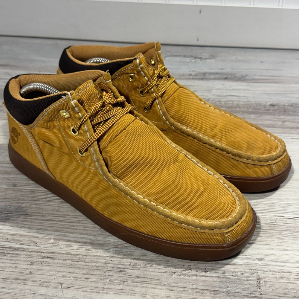 Timberland Groveton Canvas Moc Toe Shoes Men's Mustard Brown Size 11